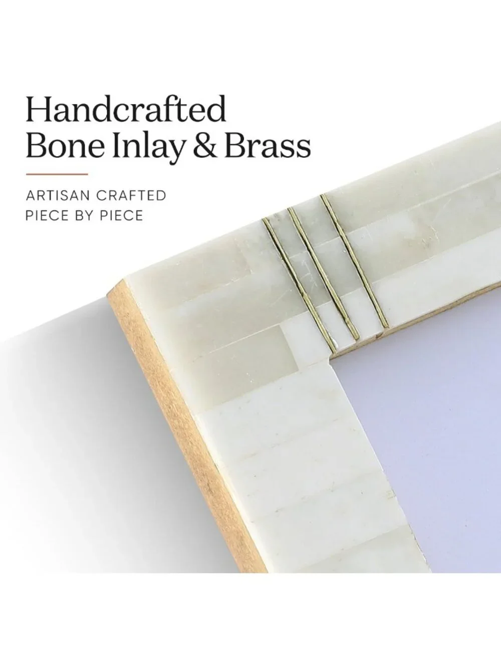 Handmade Bone Inlay 4x6 White Picture Frame - Elegant Brass Home Decor